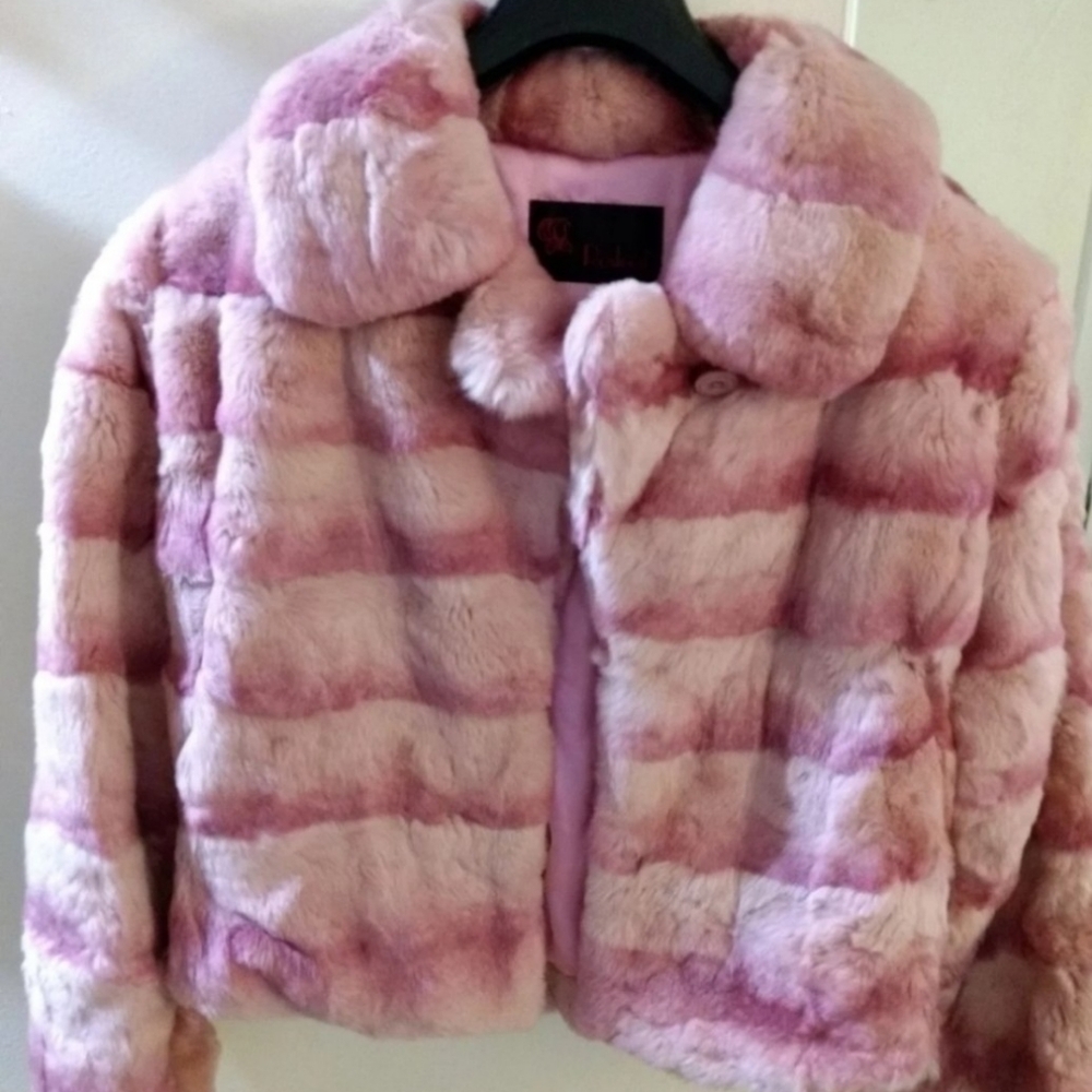 Rosetti Pink Rabbit Fur Coat